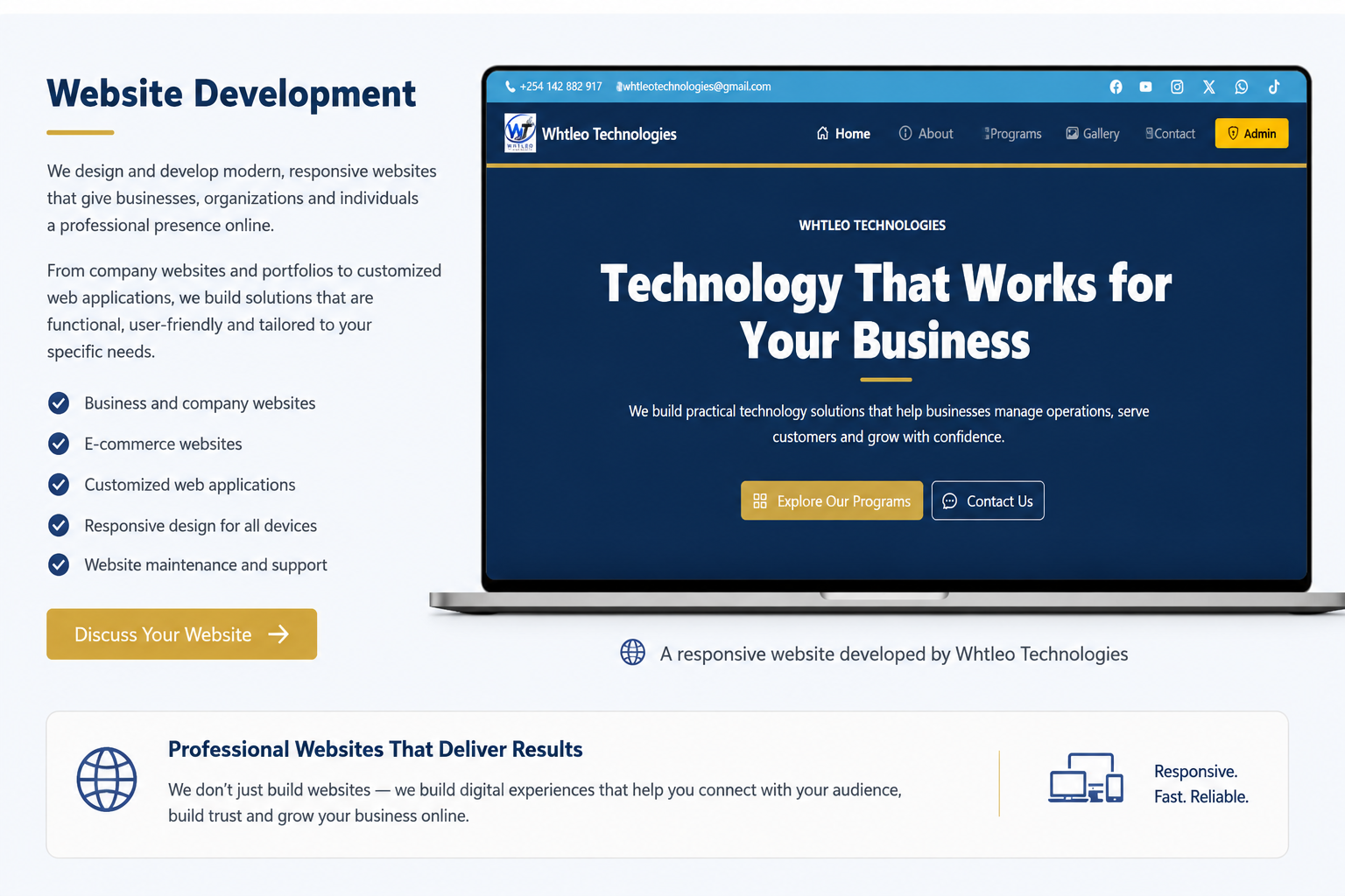 Whtleo Technologies website development